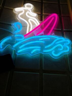 Neon Surfer Wall Light - Pink, Blue & White